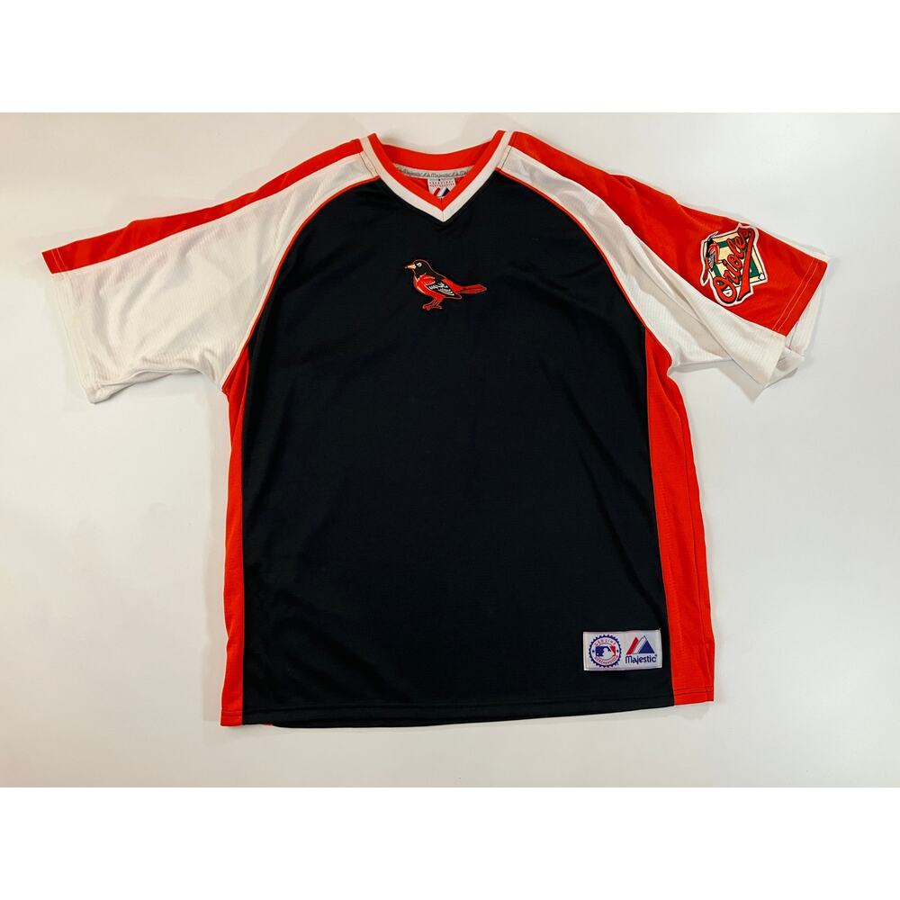 Baltimore Orioles Majestic Men’s L MLB Baseball Jersey Shirt Black Orange A2092